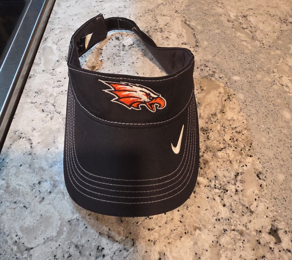 Nike Black Visor with Orange and White Eagle Patch